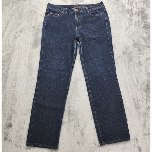Charter Club Jeans Womens 12 Blue Dark Wash Classic Fit Straight Leg Stretch - Picture 1 of 12